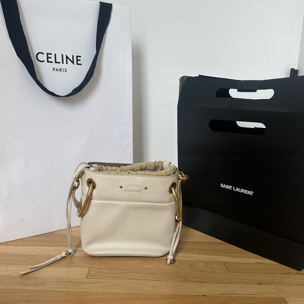 Chloé white leather bucket bag
